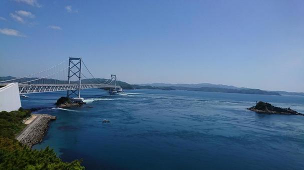 Photo, seto ohashi bridge, seto inland sea, sea, 