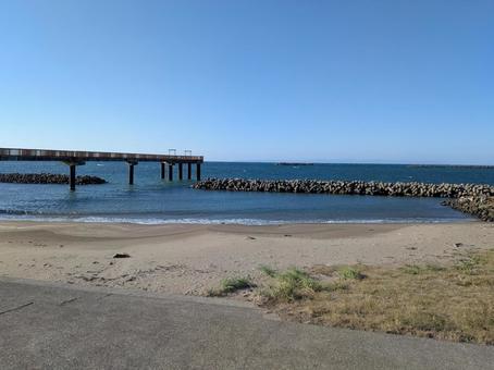 夕凪の橋 桟橋,夕凪の橋,新潟県の写真素材