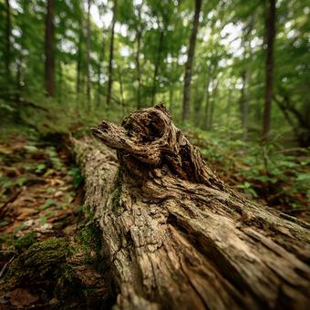 苔むした倒木が横たわる神秘的な深森の風景 苔むした倒木が横たわる神秘的な深森の風景の写真
