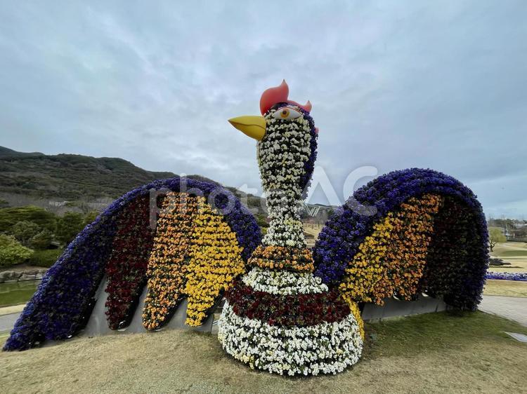 兵庫　淡路島国営明石海峡公園　花火鳥 花火鳥,はなひどり,モニュメントの写真素材