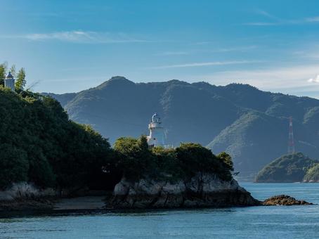 灯台 灯台,山,青空の写真素材