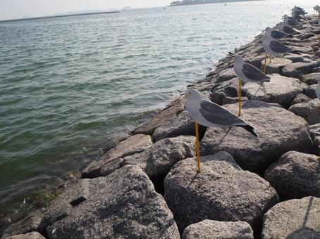 佐久島のウミネコオブジェ 佐久島,愛知,ウミネコの写真素材