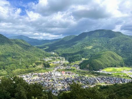 竹田城跡から見下ろす町並み 竹田城跡から見下ろす町並み 竹田城跡,町並み,自然の写真素材