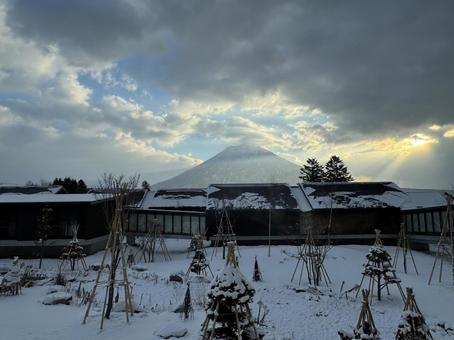 冬の羊蹄山 北海道,羊蹄山,朝の写真素材