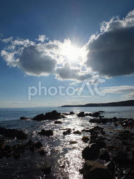 七尾北湾の風景02 12月,イメージ,シルエットの写真素材