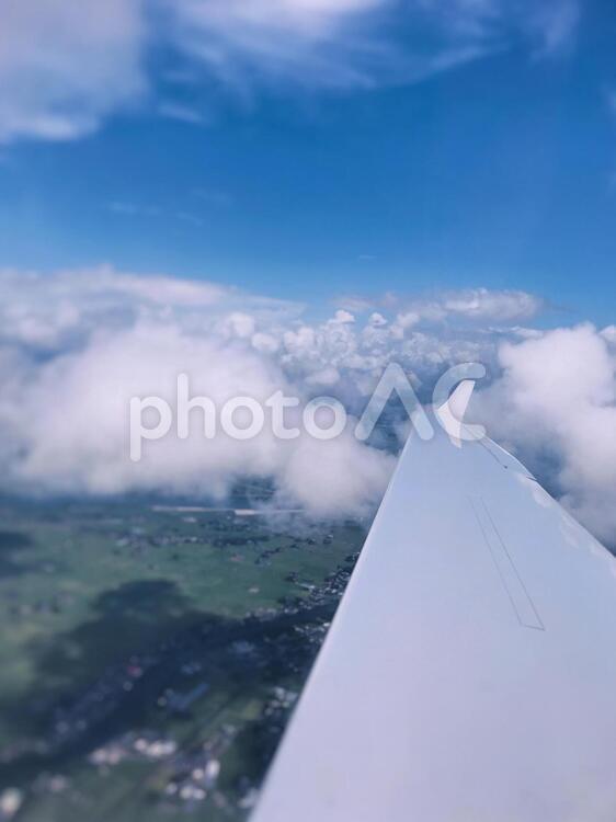 雲の影 夏の空,雲の影,上空の写真素材