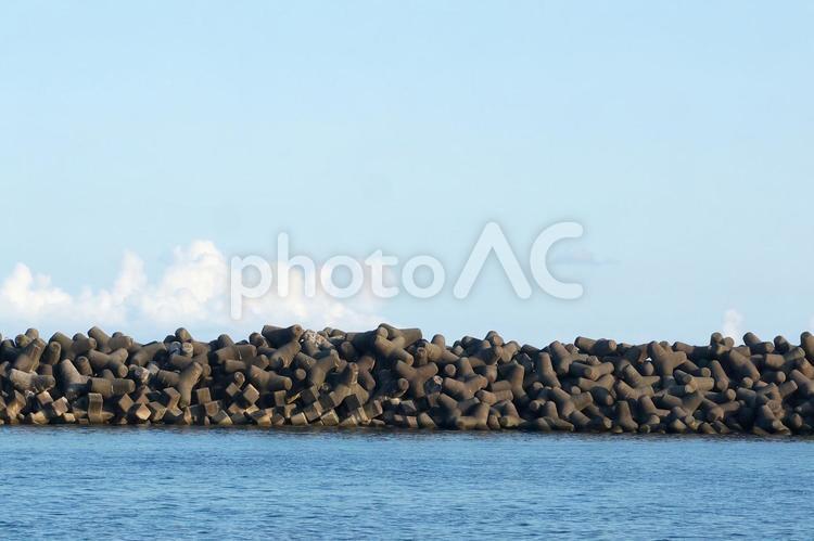 夏の屋久島の空と海 空,青空,夏空の写真素材