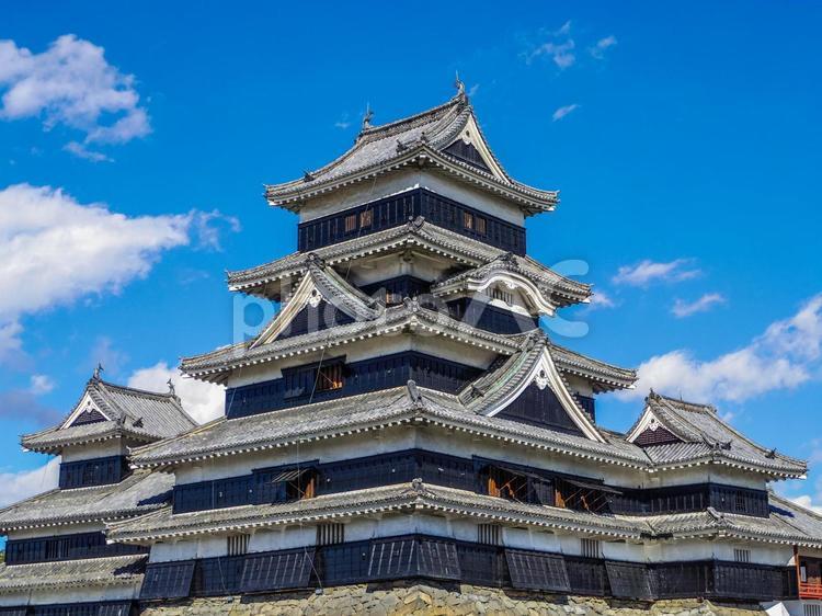 【長野県】国宝・松本城 松本城,長野県,天守閣の写真素材