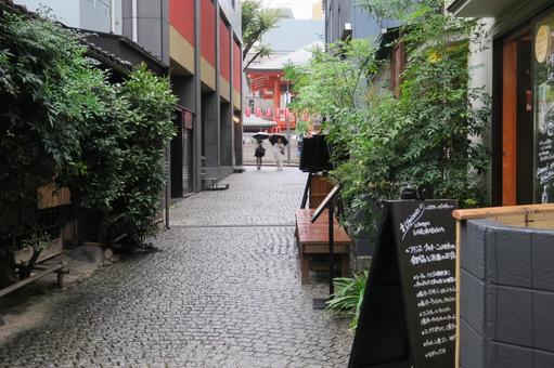 Kagurazaka Hyogo Yokocho and Bishamonten in the rain, JPG