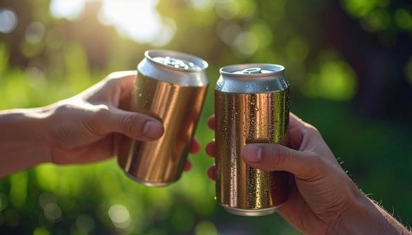 缶ビールで乾杯 缶ビールで乾杯の写真
