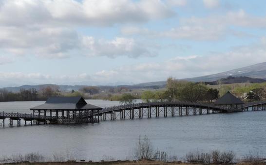 鶴の舞橋 青森県,優雅,静かの写真素材