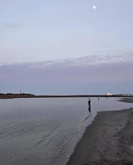 河口釣りの風景 空,太田川,磐田の写真素材