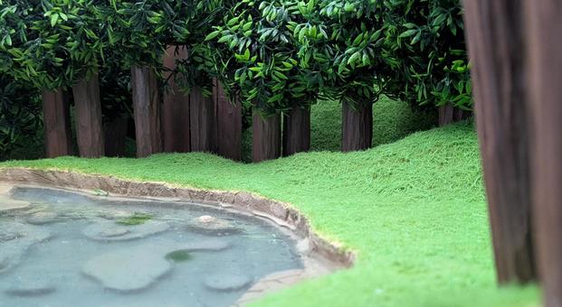 森の中の泉のジオラマ 森の中の泉のジオラマ 童話,子供向け,ファンタジーの写真素材