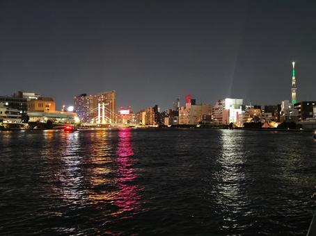 隅田川　夜景 隅田川,夜,夜景の写真素材
