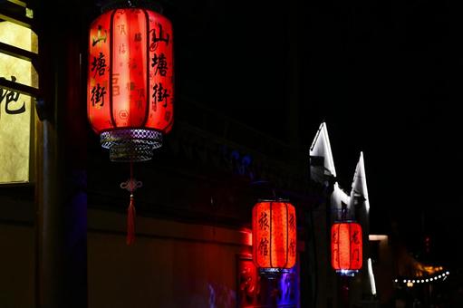 蘇州・七里山塘（山塘街）の夜景の写真