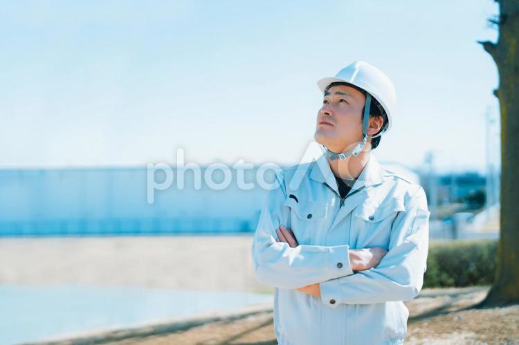 作業着・工業・建設・ワークウェア・ヘルメット 作業員,作業着,作業服の写真素材