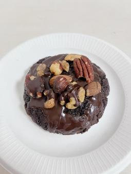 チョコクッキー ナッツ 食べ物 チョコクッキー ナッツ 食べ物 チョコレート,クッキー,ナッツの写真素材