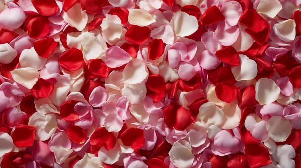 赤とピンクと白の花びら、背景素材 赤とピンクと白の花びら、背景素材の写真