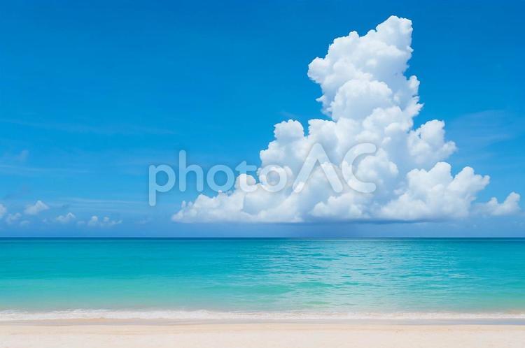 爽やかな夏の青い海と入道雲 海,ビーチ,背景の写真素材