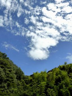 8月の山並みと夏空 山,森林,木々の写真素材