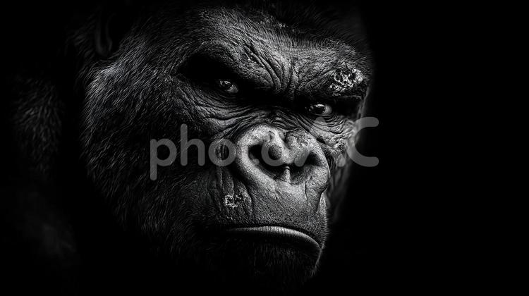 獣の迫力を捉えたゴリラのアップ ゴリラ,動物,霊長類の写真素材