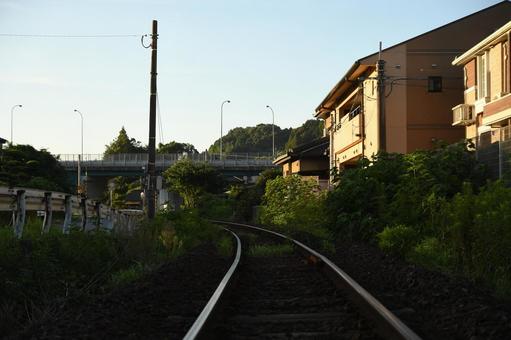 筑肥線の朝 鉄道,田舎,単線の写真素材