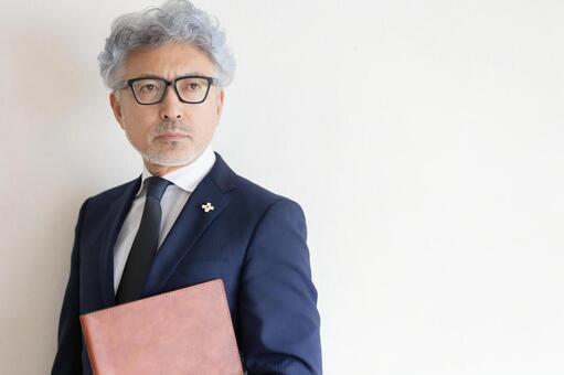 書類ファイルを抱えて立つ弁護士 弁護士,法律,法曹の写真素材
