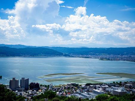 立石公園から望む諏訪湖 湖,諏訪湖,立石公園の写真素材