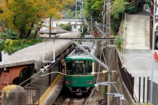 江ノ電１ 江ノ電,観光,極楽寺駅の写真素材