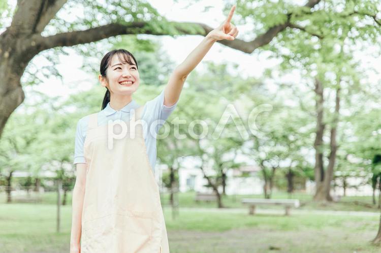医療・介護・福祉系の女性スタッフ（指差す） 介護士,ホームヘルパー,看護師の写真素材