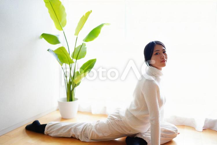 健康的なイメージ/ヨガをする女性 20代,屋内,女性の写真素材