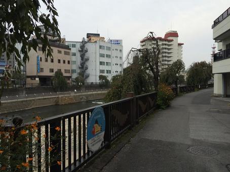 宮の橋から見える田川サイクリングロード 宇都宮,田川サイクリングロード,宮の橋の写真素材