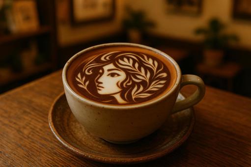 小さなカフェのアートラテ 小さなカフェのアートラテの写真
