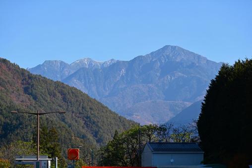 中央アルプスの山並み 中央アルプス,山並み,三ノ沢岳の写真素材