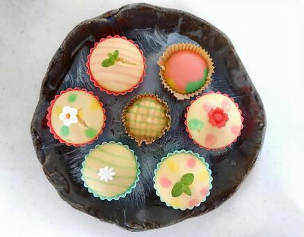 カラフルお花の蒸しパン色々 パン,食べ物,手作りパンの写真素材