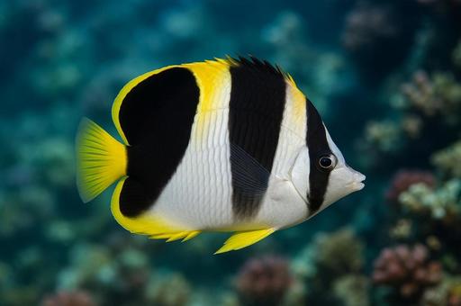 熱帯の海を泳ぐチョウチョウウオ 熱帯の海を泳ぐチョウチョウウオの写真