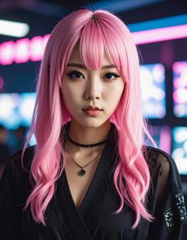 夜の電気街・黒レースコスの彼女 夜の電気街・黒レースコスの彼女の写真