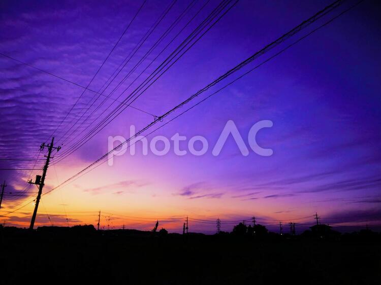 夕暮れの空 夕暮れ,空,青の写真素材