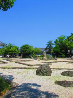 大阪府-岸和田城-八陣の庭 岸和田城,城,千亀利城の写真素材