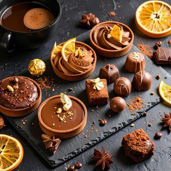 チョコレートスイーツの贅沢アレンジメント チョコレートスイーツの贅沢アレンジメントの写真