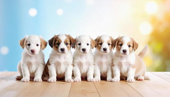 たくさんのかわいい子犬の集合写真 たくさんのかわいい子犬の集合写真の写真