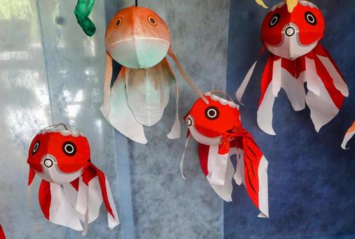 金魚が浮かんでいるみたい 金魚が浮かんでいるみたい 小物,金魚提灯,山口県の写真素材
