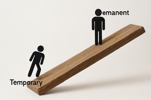 傾く雇用（安定と不安定）の写真