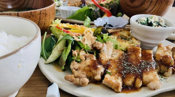 Photo, eating out, tonteki, set meal, 