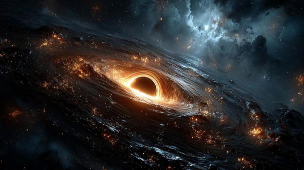 宇宙空間に浮かぶブラックホール 宇宙空間に浮かぶブラックホールの写真
