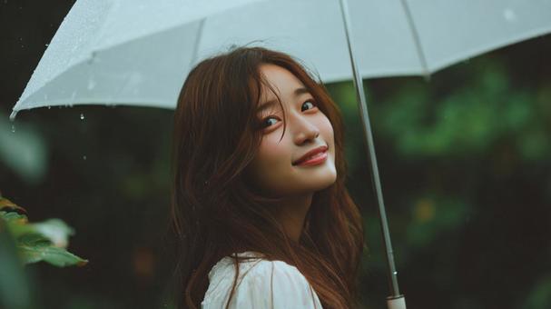 傘をさす女性 傘をさす女性の写真