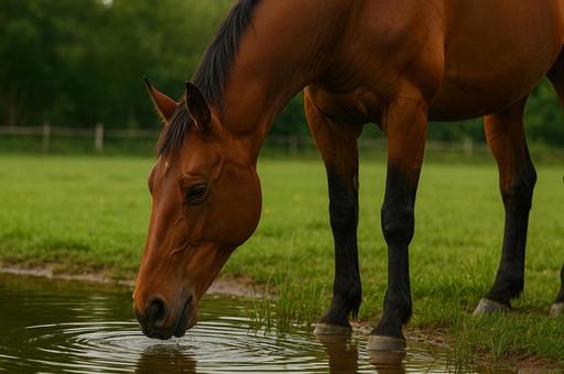 水を飲む馬 水を飲む馬の写真