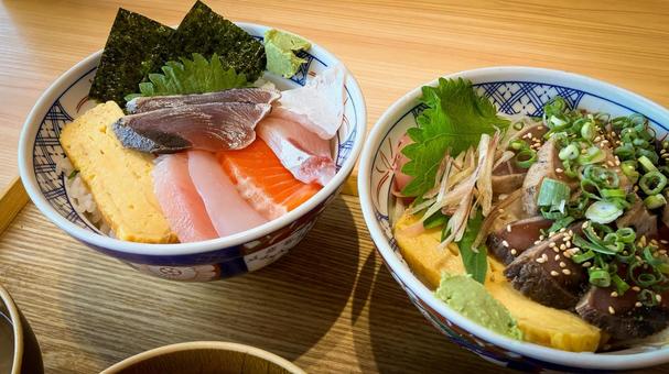海鮮丼 海鮮丼 海鮮丼,晩ごはん,昼ごはんの写真素材