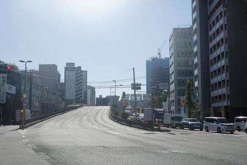 足立市場前.国道4号 日光街道,国道4号,風景の写真素材