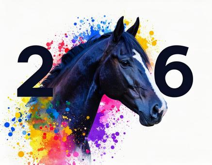 水彩画風の馬の写真